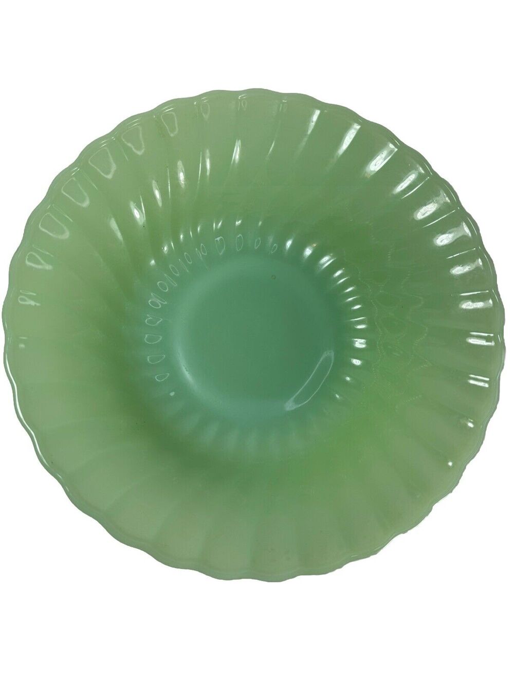 Vintage 1950's Anchor Hocking Fire King Jadeite Berry Bowl Swirl